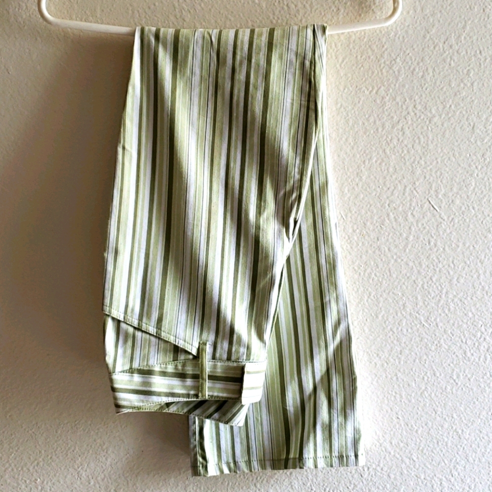 Garnet Hill green and white stripe fabulous pants